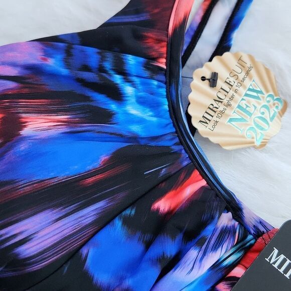 Miraclesuit NWT Fuego Flora Print Revele V-Neck One Piece Swimsuit size 8 - Picture 6 of 9